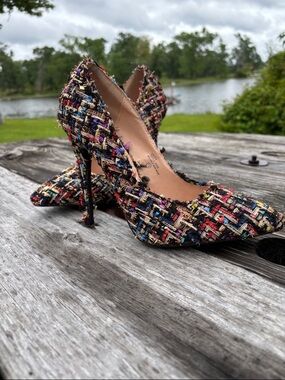 Chase + Chloe Lala Women’s 7.5 Multicolor Tweed Pointed-Toe‎ Stiletto Heels #309